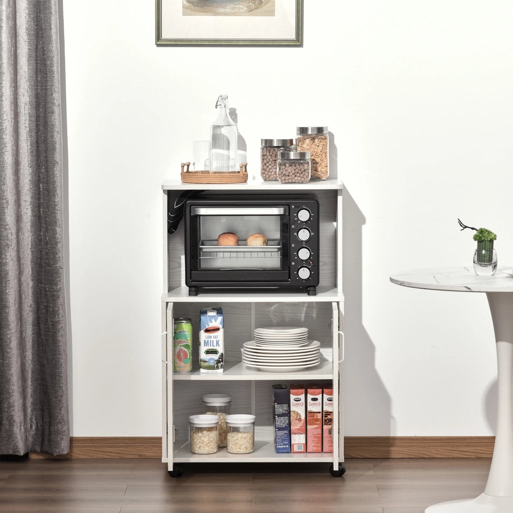 Armadio Cucina con Ruote e Ripiano ¨C Zephmum ¨C Bianco 60.4x40.3x97cm