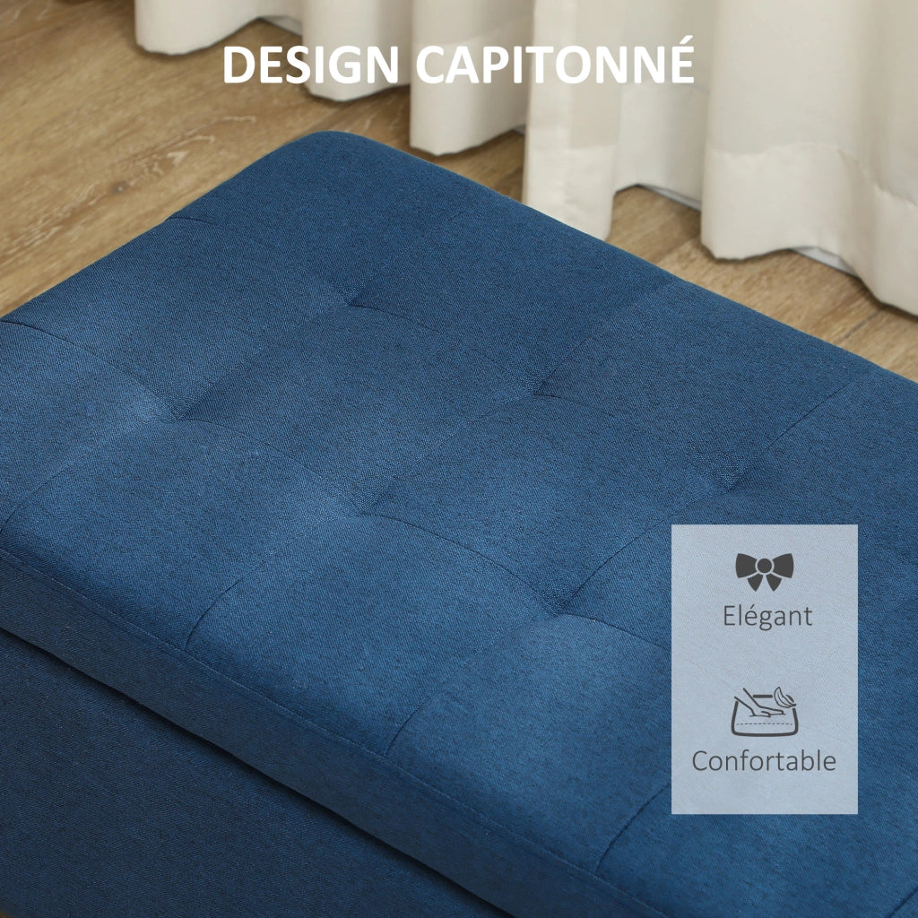 Pouf con contenitore ¨C Minimal ¨C blu, tessuto, 125x49x41,5 cm