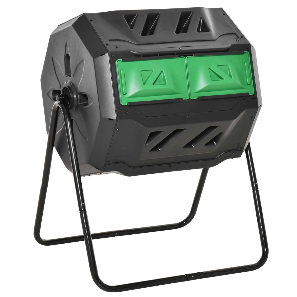 Compostiera 2 contenitori ¨C Minimal ¨C 160L 71x65x96 cm verde nero