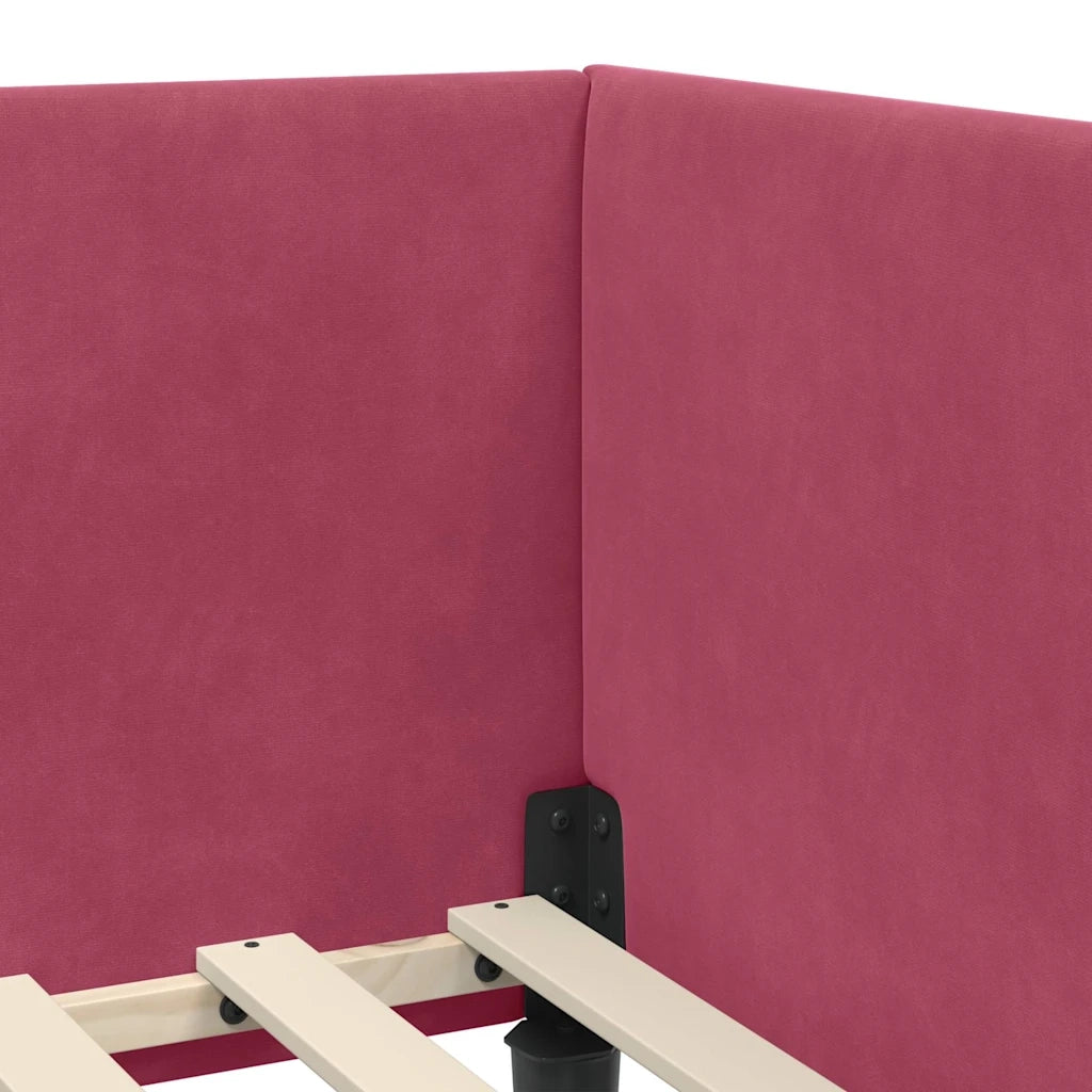 Cornice del letto ad angolo Rosso Vino 80 cm x 200 cm Velluto 42016210