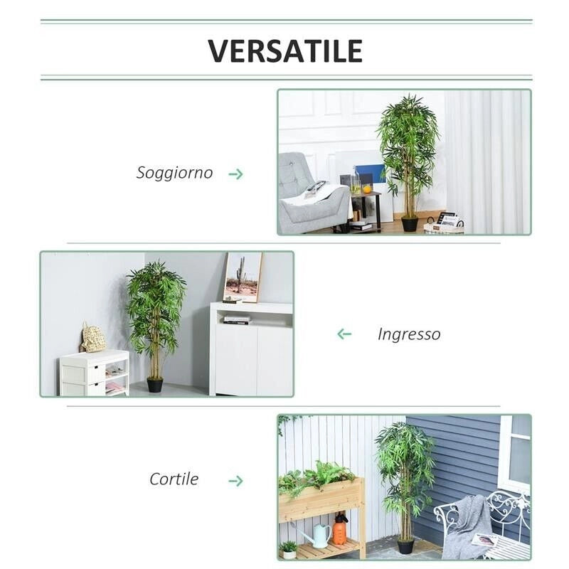 PIANTA ARTIFICIALE BAMBÙ CON VASO PER INTERNO ED ESTERNO 18X150CM