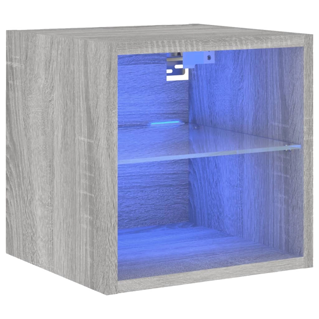 Mobile TV multimediale mensola TV credenza mobile TV parete attrezzata per sala da pranzo soggiorno camera da letto con luci LED Sonoma 30 x 28,5 x 30 cm grigio 02_0028043