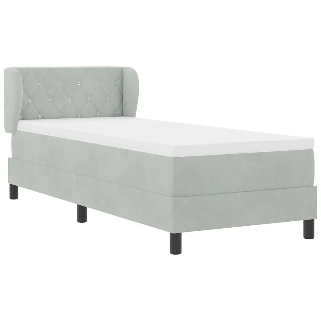 Letto a molle con testiera Grigio chiaro 80 x 200 cm Velluto 3340304