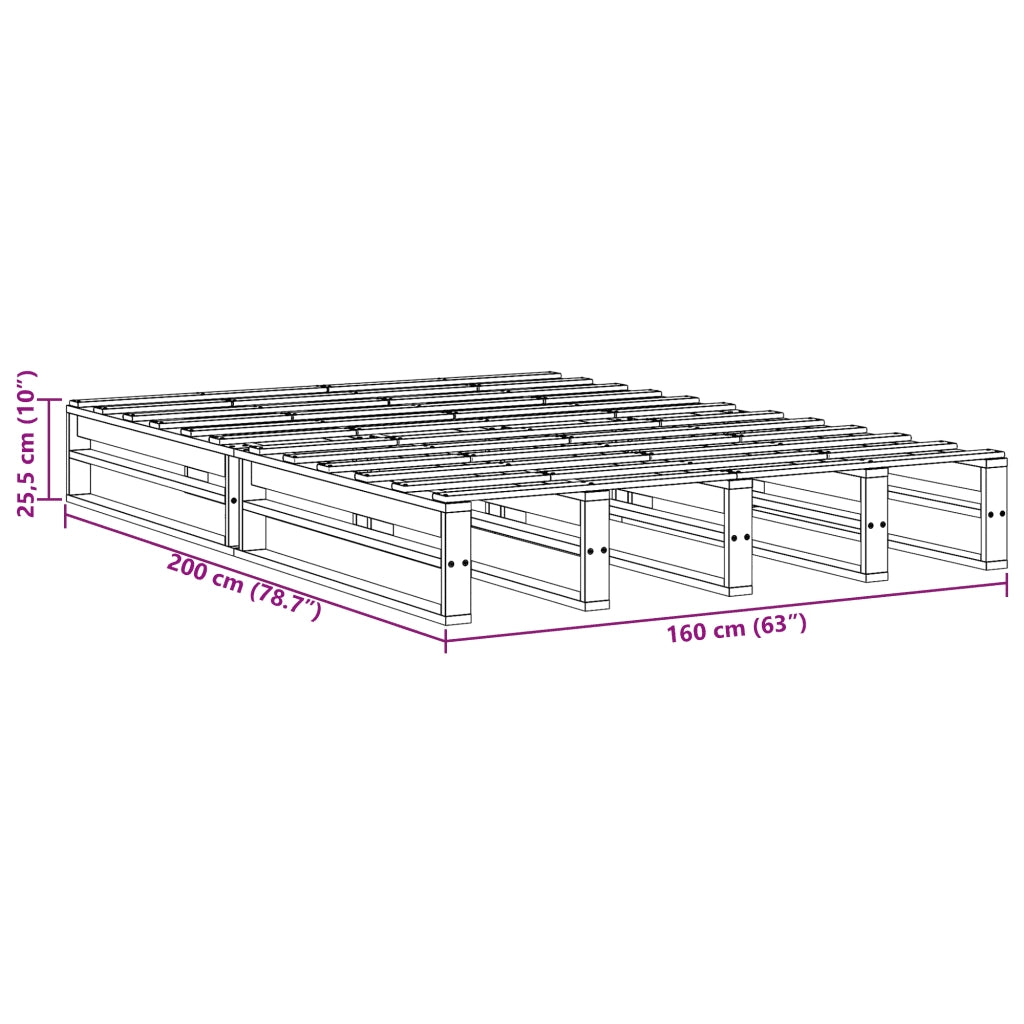 Letto senza Materasso-Struttura Letto Bianco 160x200 cm Legno Massello di Pino 152325