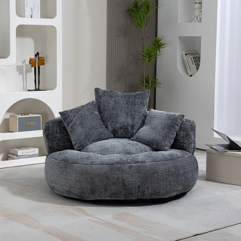 Chaise longue - Xylo - gaming chenille grigio con 3 cuscini