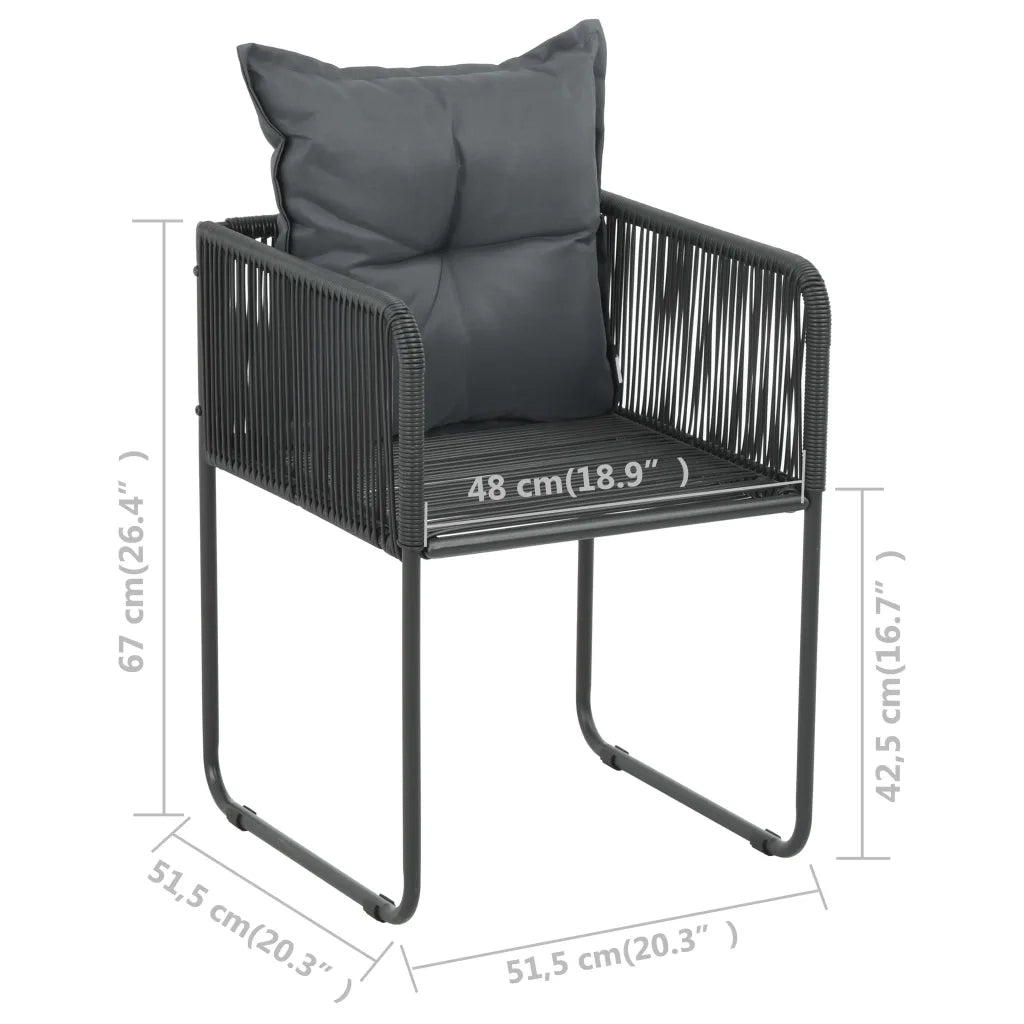 Set da Pranzo da Giardino 5 pz in Rattan PVC Nero 3060101