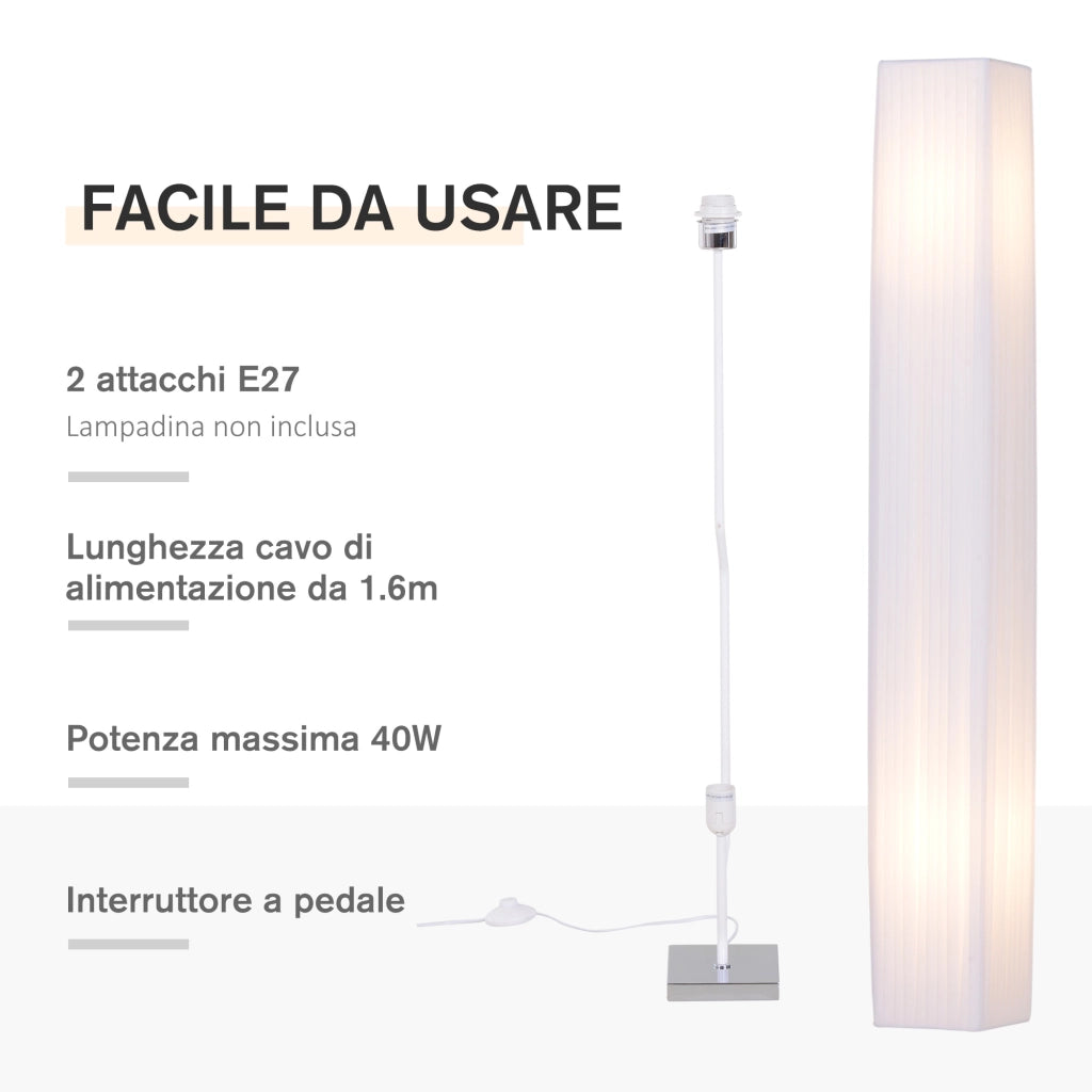 Lampada da Terra Lampada Piantana da Terra Design Moderna Salotto Tessuto 14¡Á14¡Á120cm Bianco