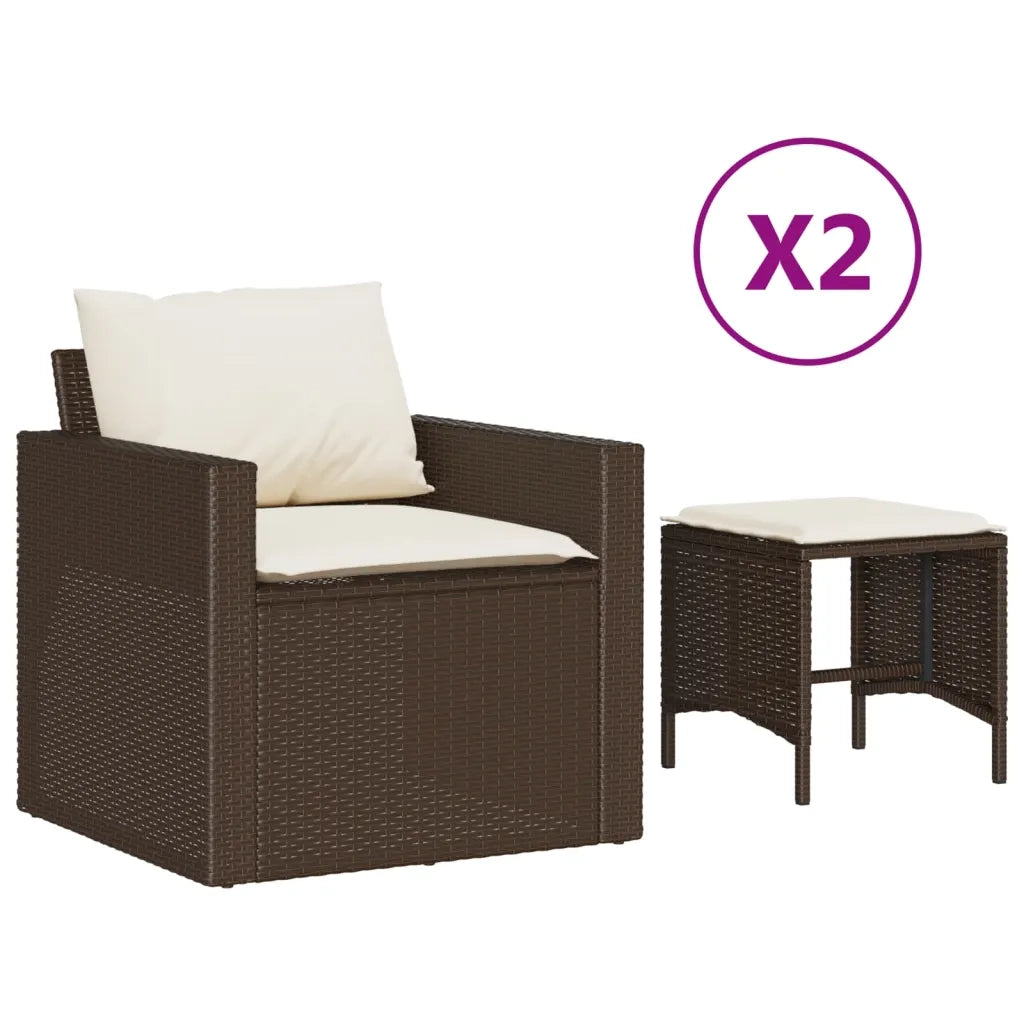 Set Divano da Giardino 4 pz con Cuscini Marrone in Polyrattan 366360