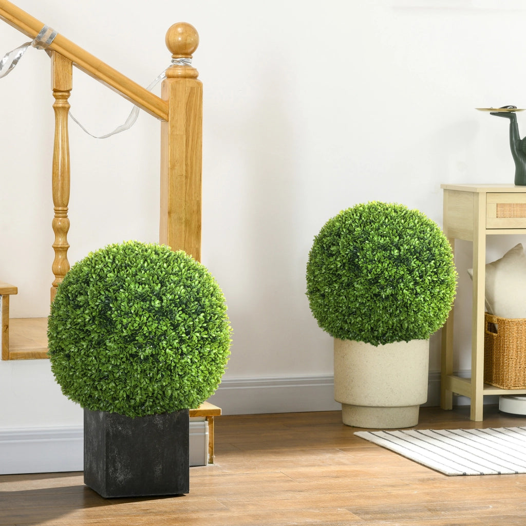 Set di 2 sfere di bosso artificiali, 40 cm, piante artificiali in plastica, piante finte per soggiorno, camera da letto, ufficio, giardino,