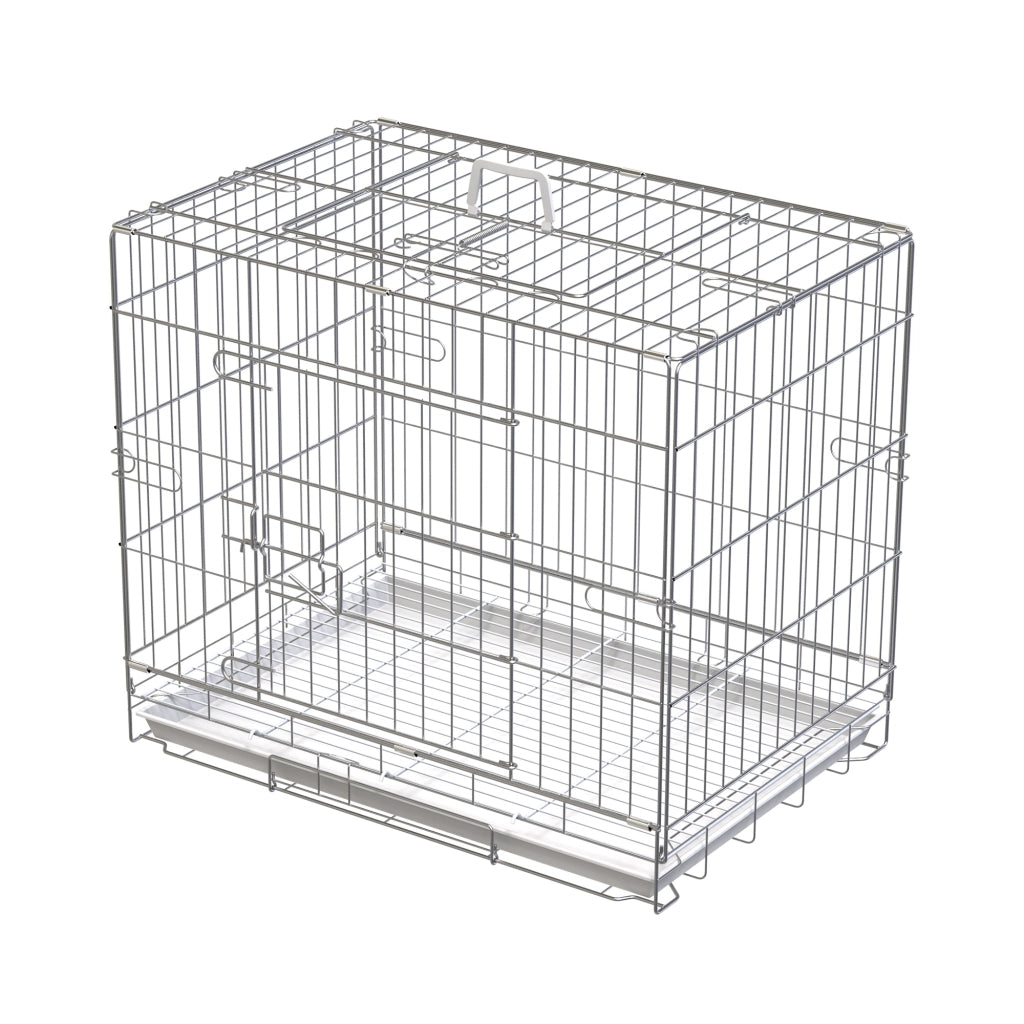Gabbia per cani pieghevole in filo metallico con vassoio amovibile ¨C Minimal ¨C 61x43x50 cm bianco