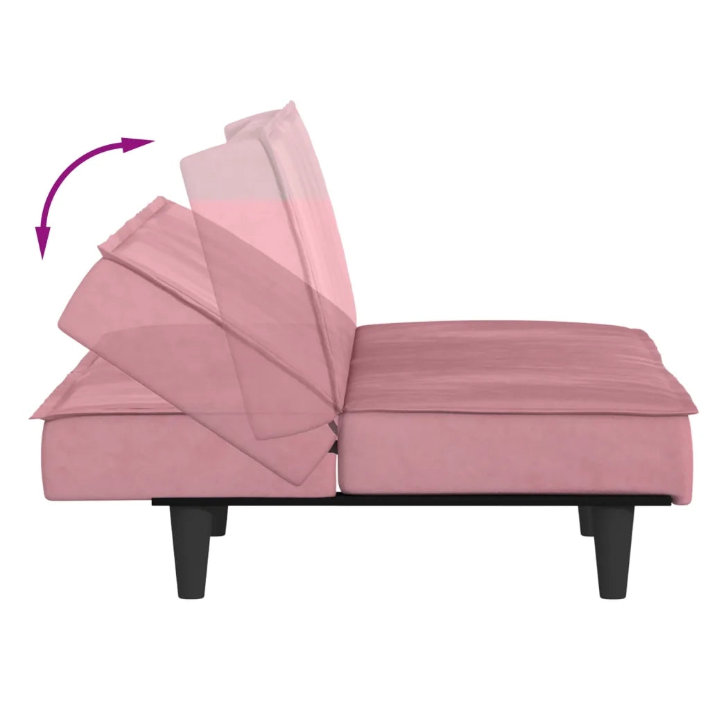 Divano letto-Sofa Letto-Daybed Rosa in Velluto