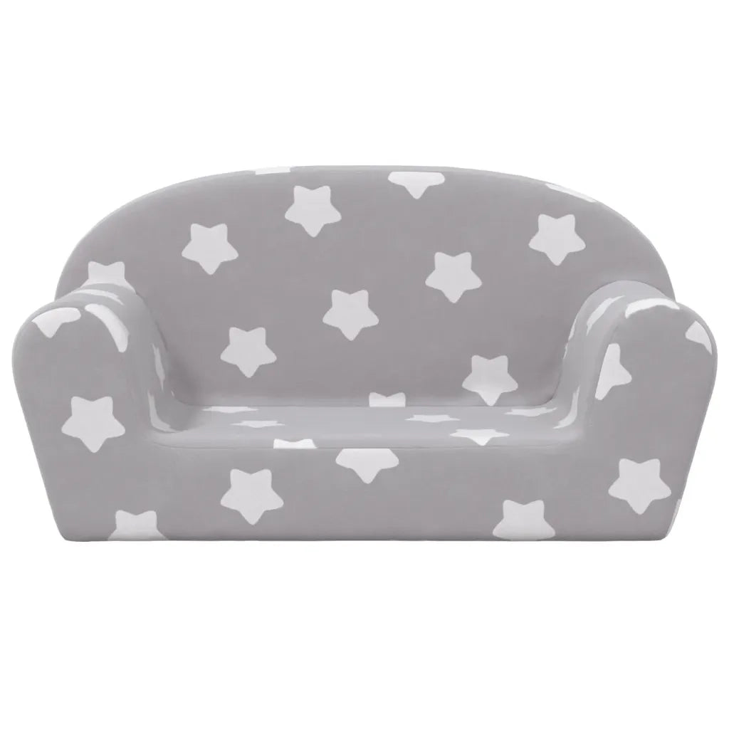 Divano Bambini 2 Posti Grigio Chiaro con Stelle Morbido Peluchecod mxl 110354
