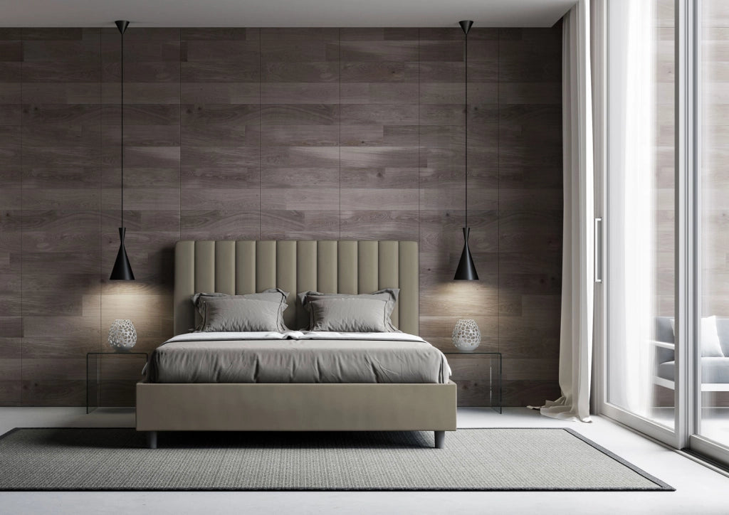 BS COM Letto matrimoniale king size contenitore imbottito 170x200 similpelle cappuccino