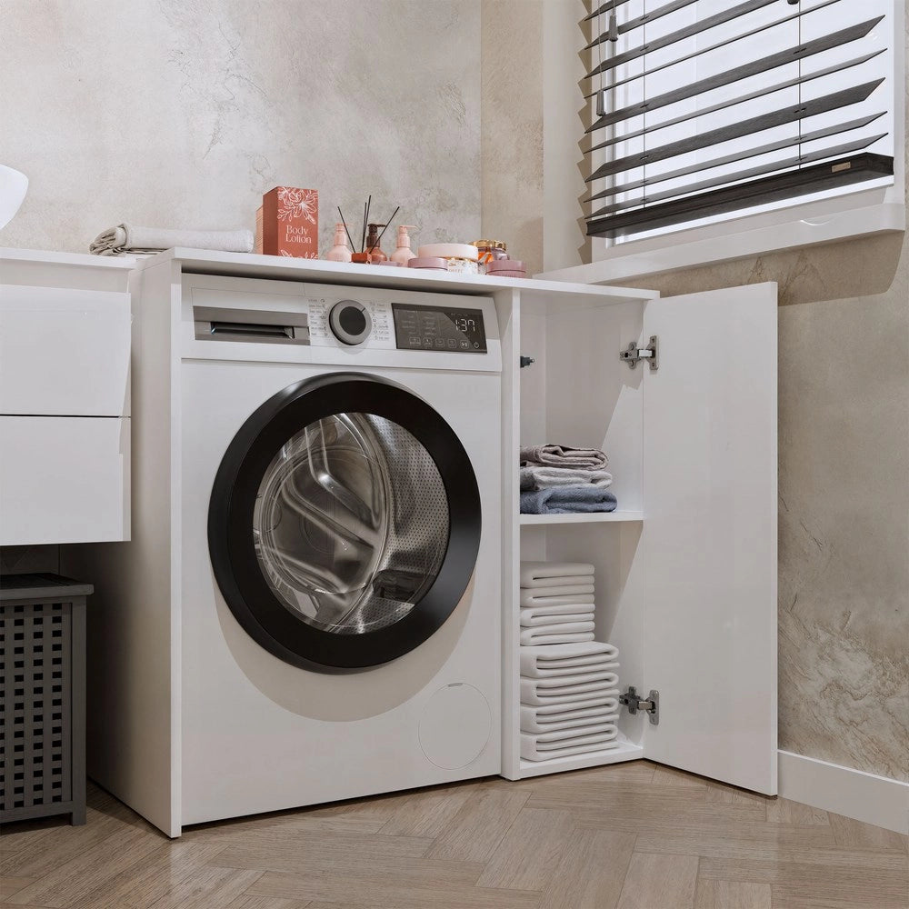Mobile bagno per lavatrice con mobile con ante POLA NP 1d bianco 2 ripiani