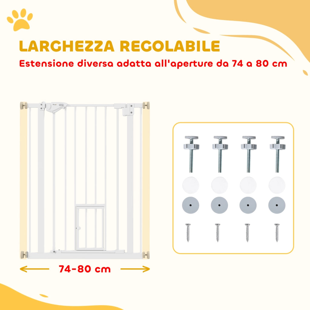 Cancelletto per Cani con Porta ¨C Minimal ¨C Bianco 74x91 cm