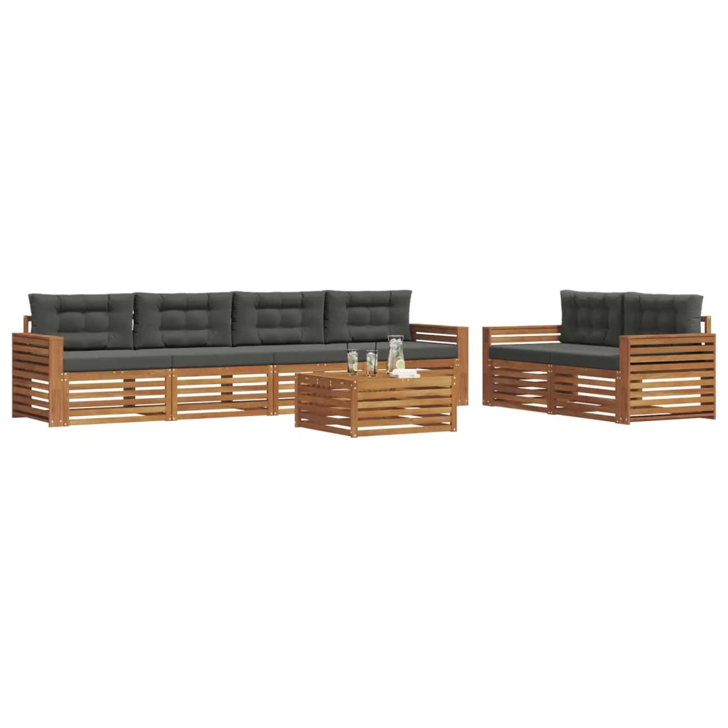 Set di divani da esterno con cuscino 7 pcs Naturale e Antracite 3373067