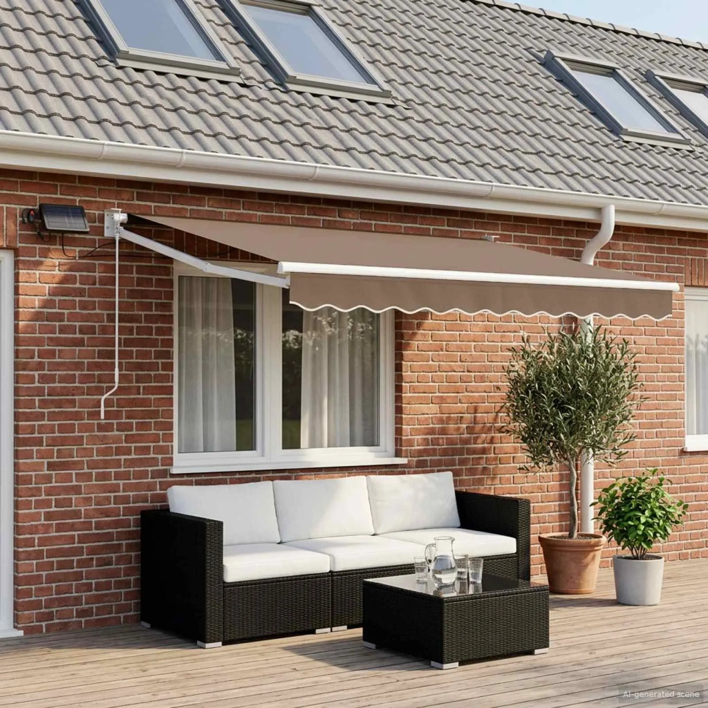 Tenda retrattile manuale con LED Tortora 3425870
