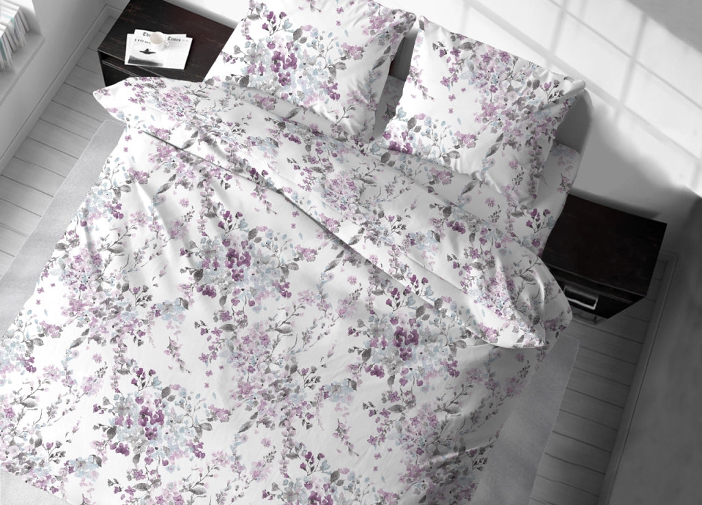 Copritrapunta Sacco Per Trapunta 100% Cotone Disegno Floreale Acquarello - Singolo - Acquarello