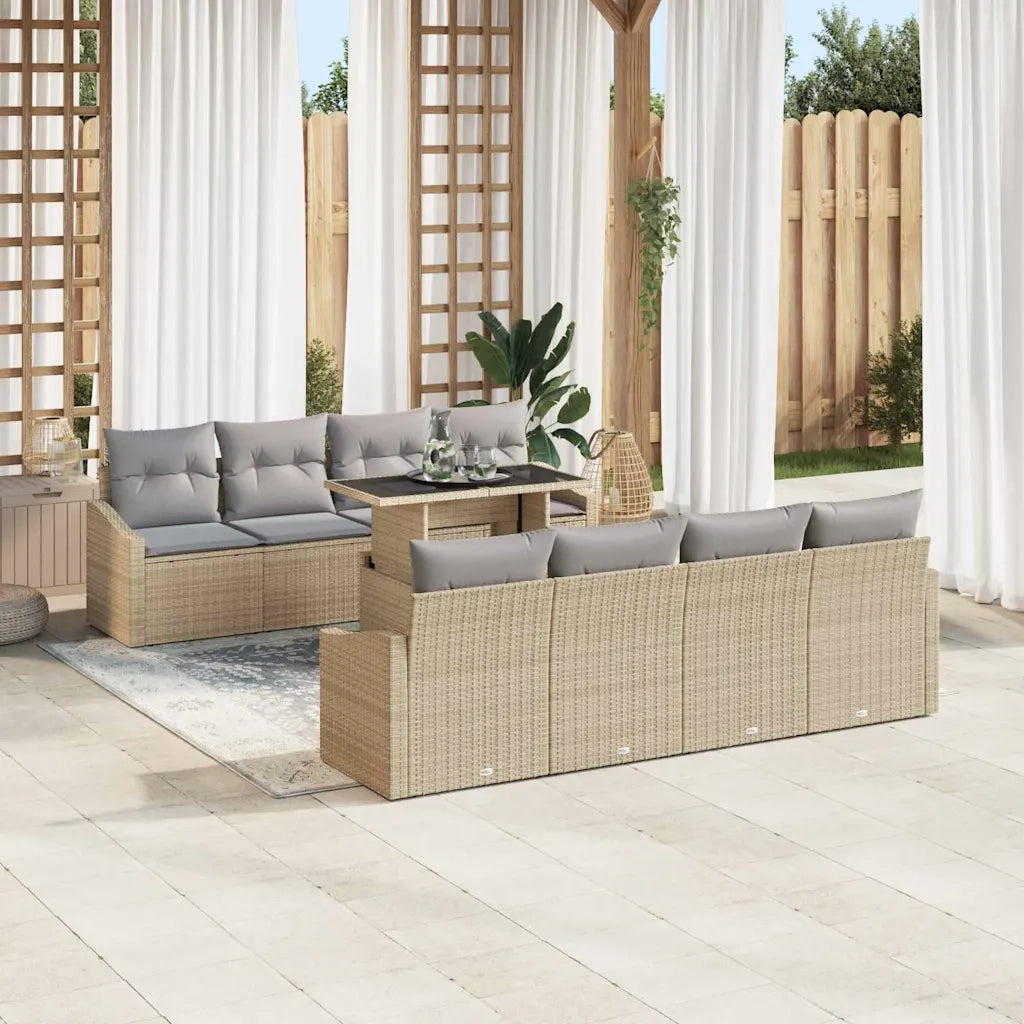 Set Divano da Giardino 7 pcs Beige e Grigio Chiaro polyrattan