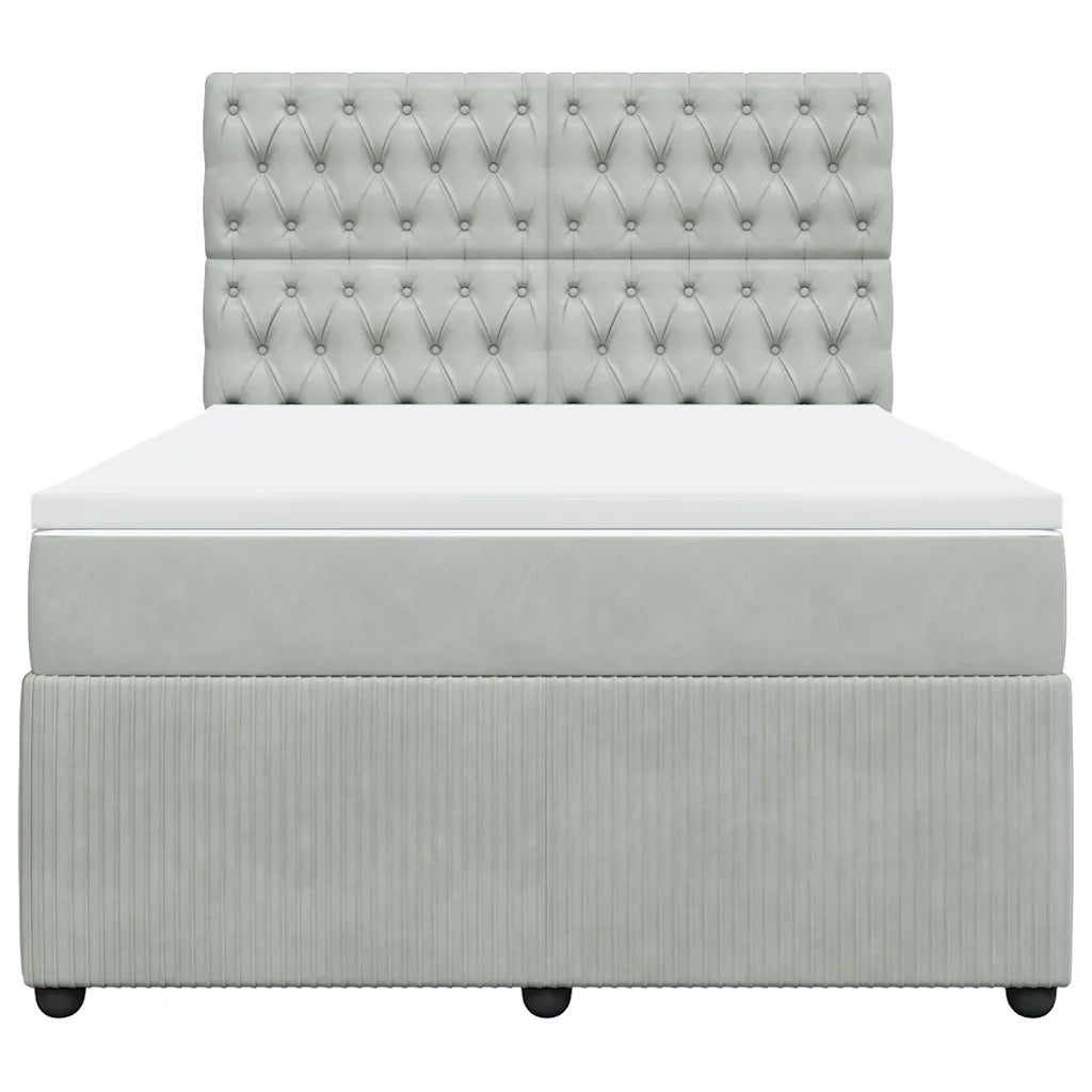 Giroletto a Molle con Materasso Grigio Chiaro 140x200cm Velluto