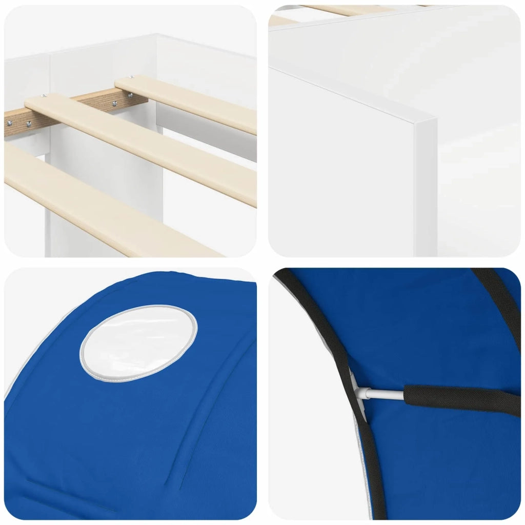 Letto con Tunnel 3 pz Bianco e Blu Legno ingegnerizzato 3423619