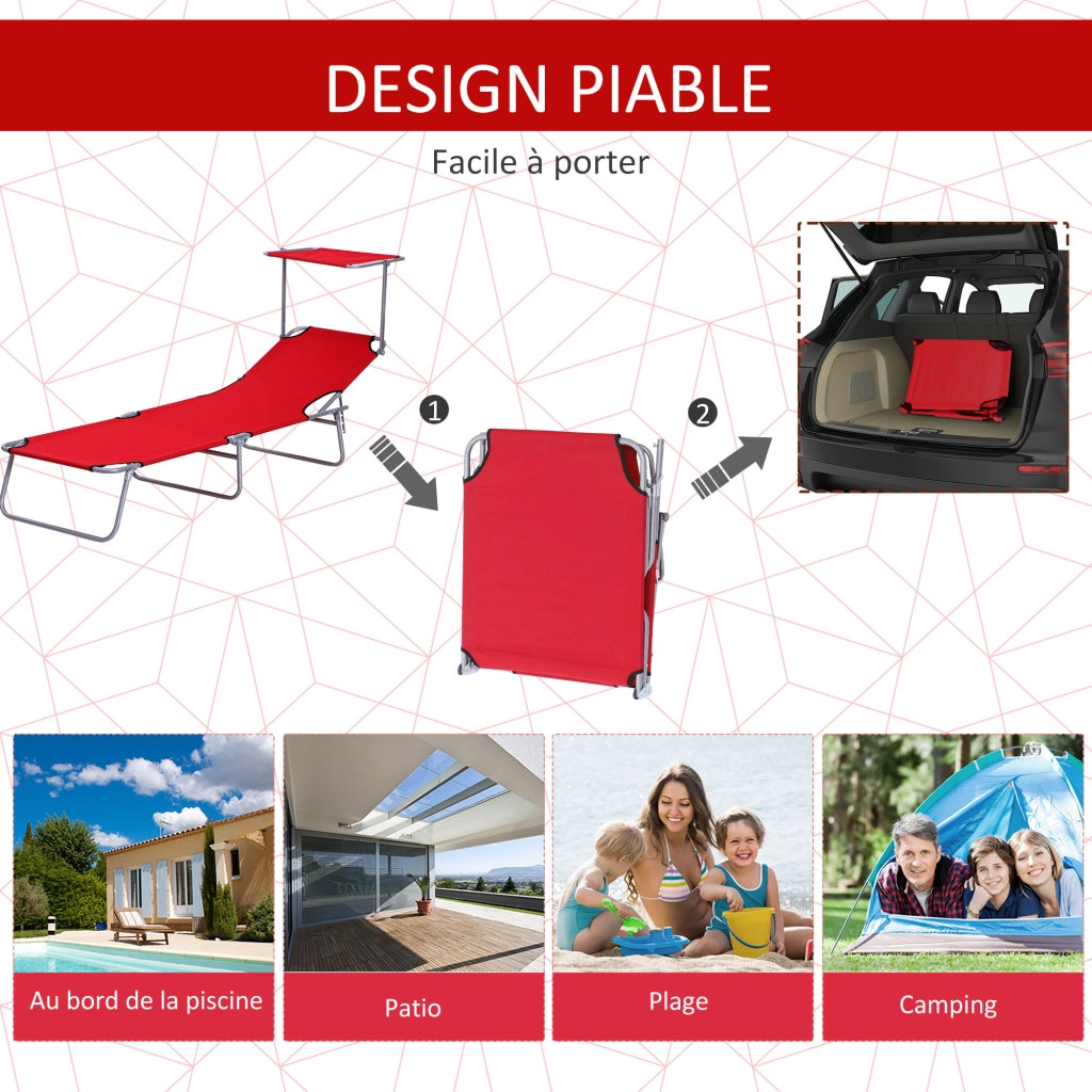 Transat pieghevole ¨C Minimal ¨C rosso 187x58x36 cm