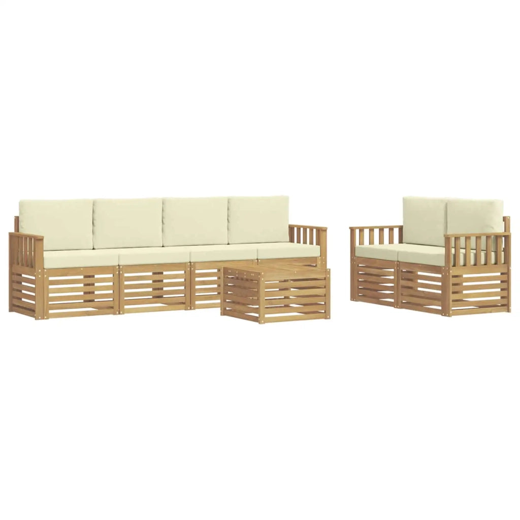 Set di divani da esterno 7 pcs Bianco e Crema Poliestere 3391425