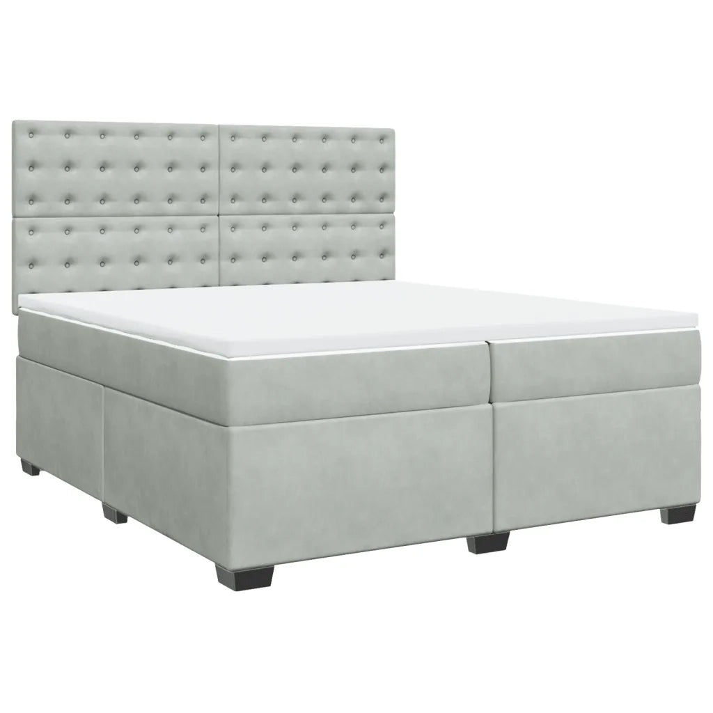 Giroletto a Molle con Materasso Grigio Chiaro 200x200cm Velluto 3293314