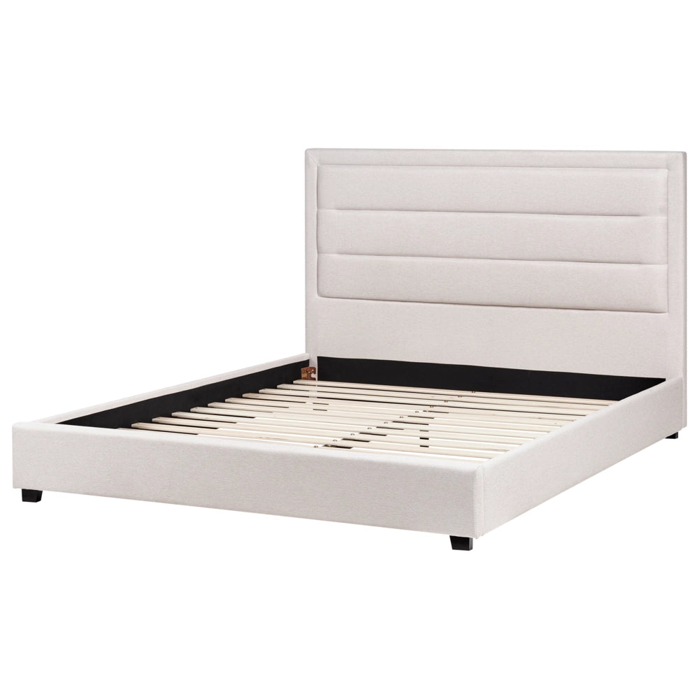 Letto matrimoniale in velluto beige chiaro 160 x 200 cm stile moderno