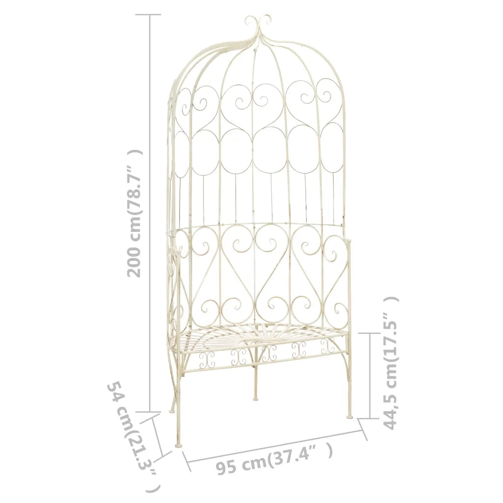 Panchina da Giardino 95 cm in Ferro Bianco Anticato 45432