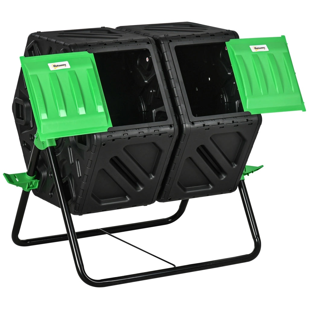Compostiera Rotante a Doppia Camera ¨C Xylo ¨C 130L Nero 67x60x77cm