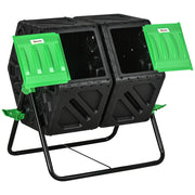 Compostiera Rotante a Doppia Camera ¨C Xylo ¨C 130L Nero 67x60x77cm