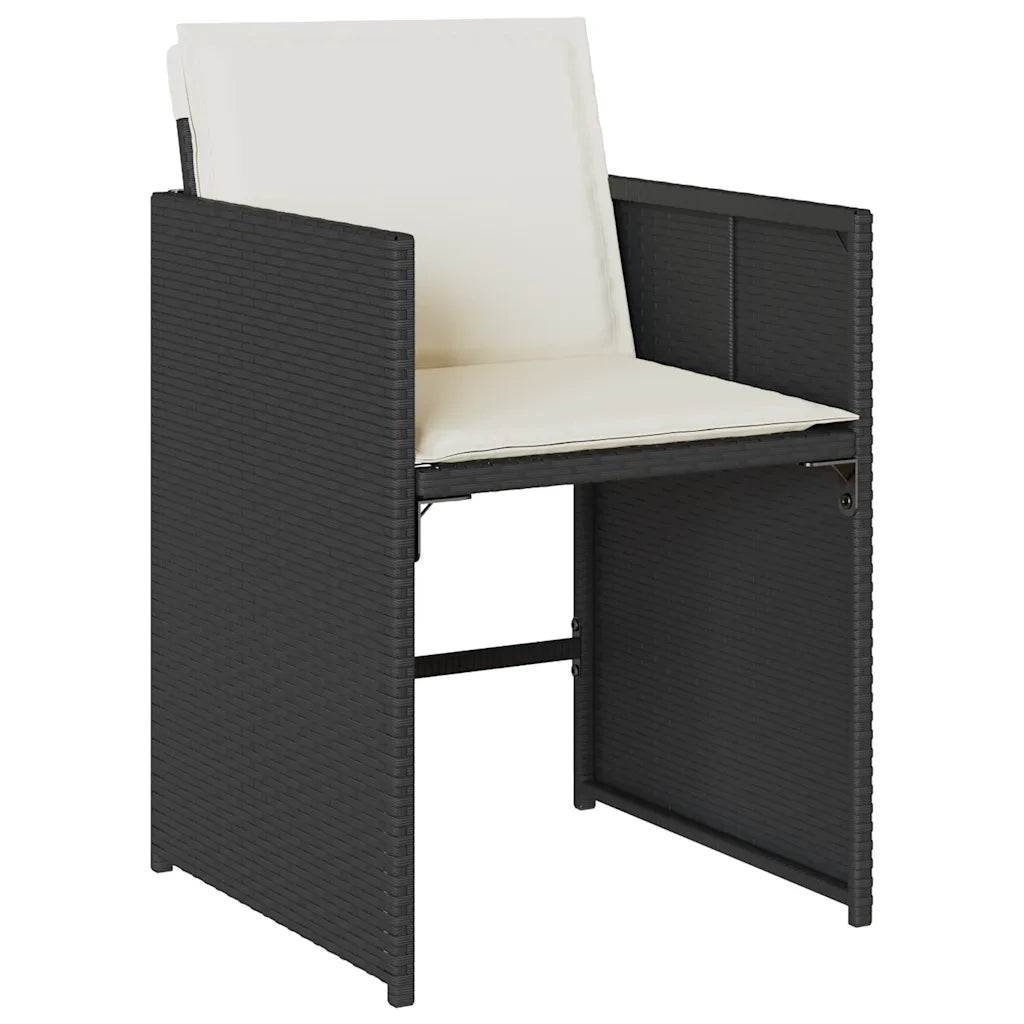 Set da Pranzo da Giardino 13pz con Cuscini Nero in Polyrattan 3211227