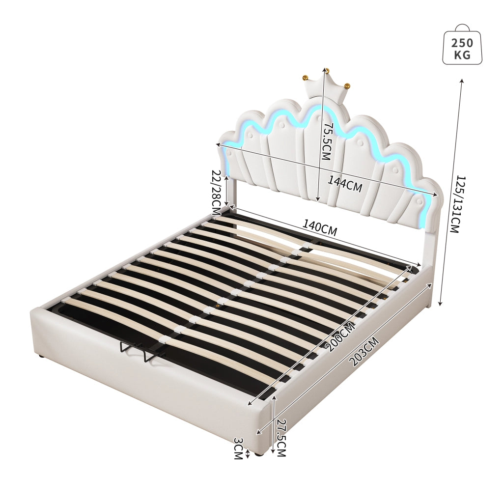 letto imbottito pu bianco 140 x 200 cm