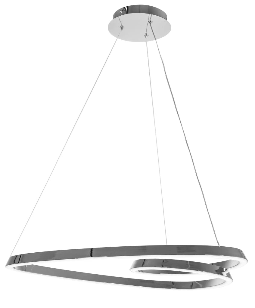 Lampada Da Soffitto Pensile Ring Moderno Led+telecomando App798-cp Chrome