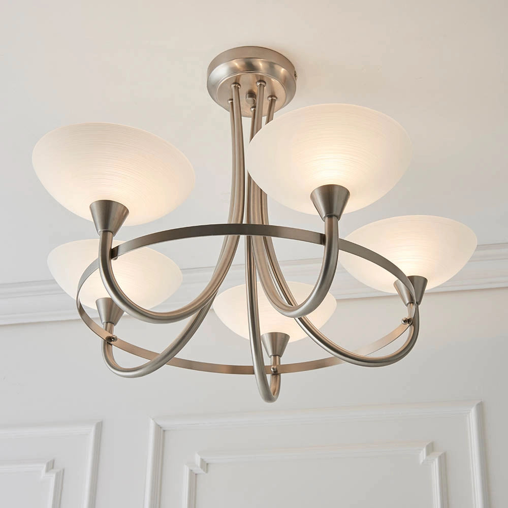 Plafoniera moderna Cagney 5 luci cromo satinato G9