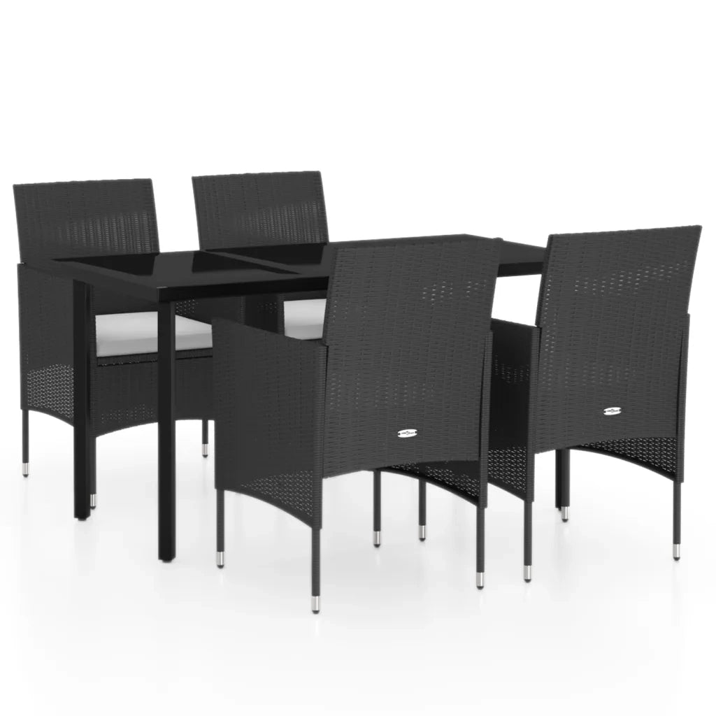Set da Pranzo da Giardino 5 pz con Cuscini Nero 3099283