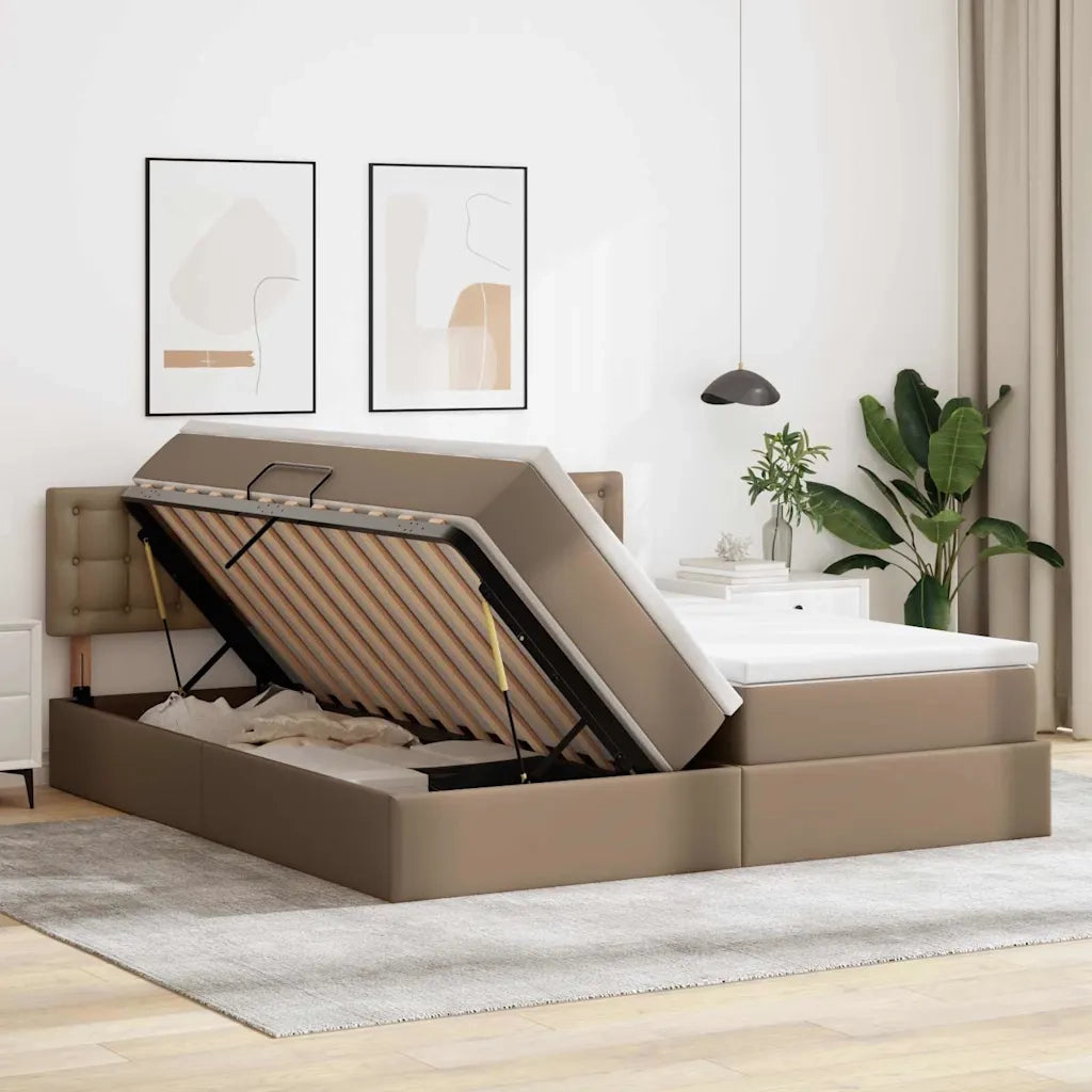 Letto con contenitore e LED con led Cappuccino 180 x 200 cm 3371544