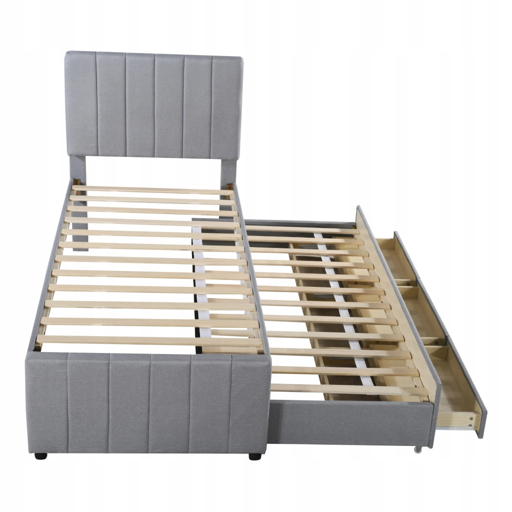 Letto imbottito 90x200 con cassetti - Xylo - Grigio