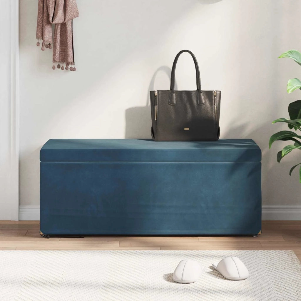 Pouf Blu 101 x 41 x 40 cm Velluto e Legno Ingegnerizzato 876794