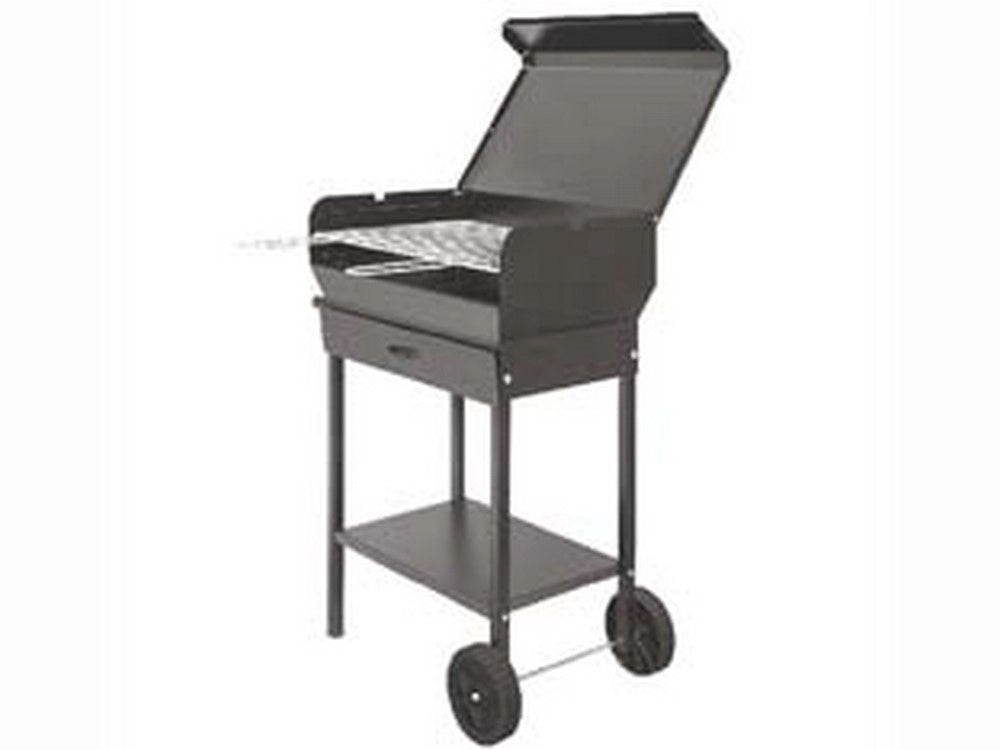 1pz barbecue rettangolare a carbonella "doriano" con ruote - griglia cm.57,5x37 cod:ferx.fer450164