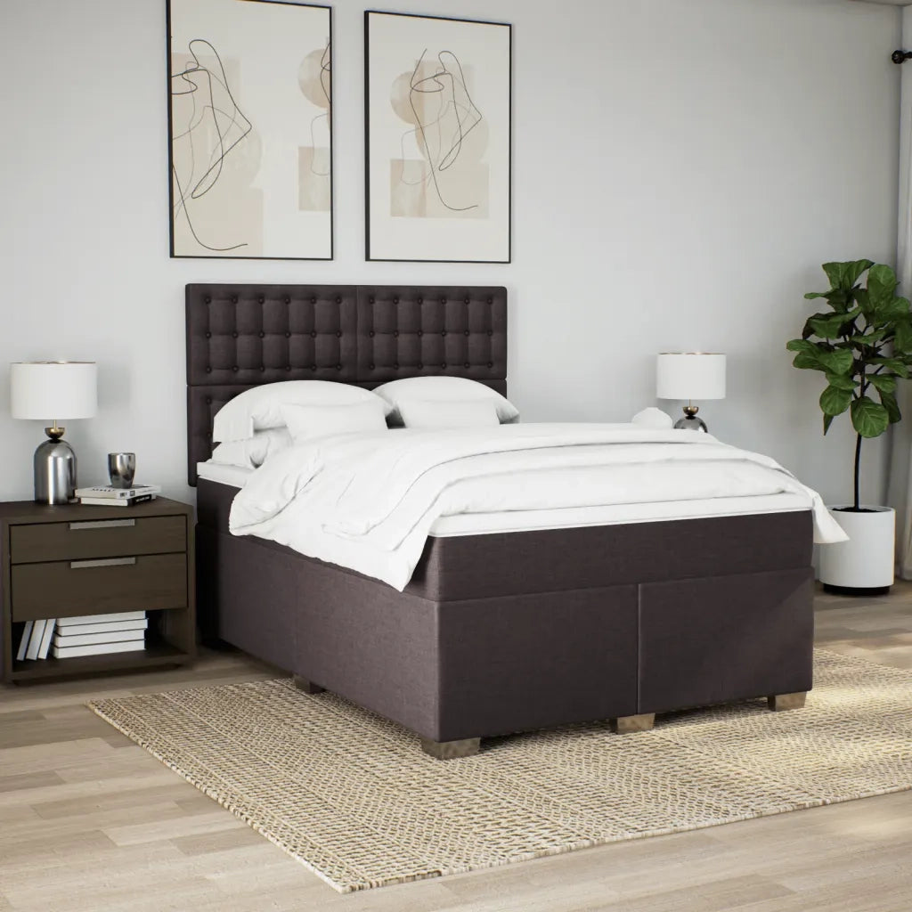 Giroletto a Molle con Materasso Marrone Scuro 140x200cm Tessuto 3290528