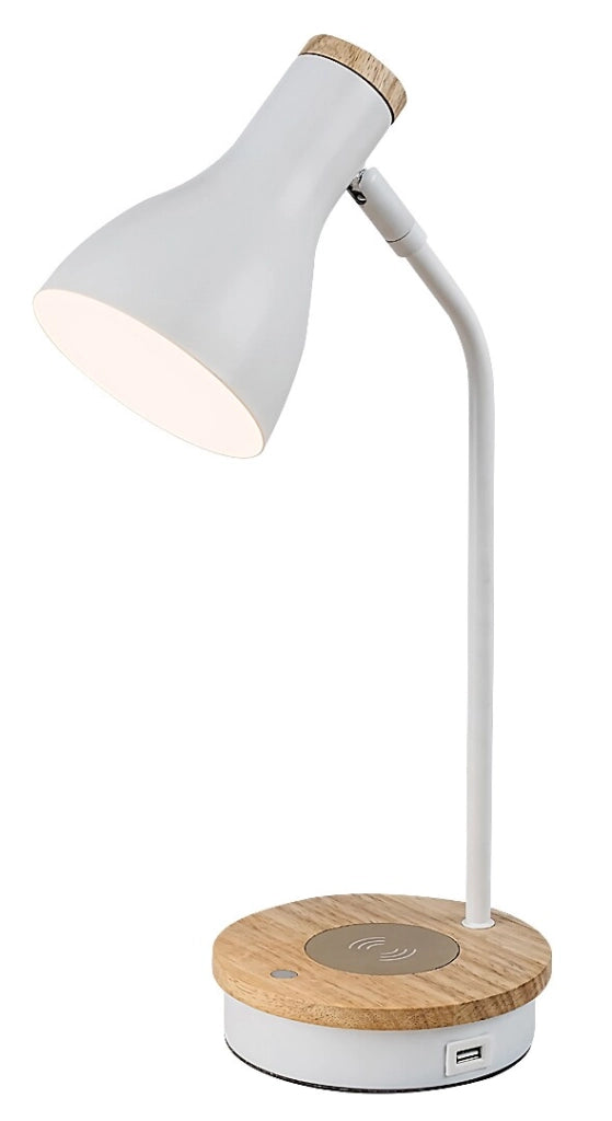Lampada da scrivania dimmerabile Qi+USB bianca E14 Mosley
