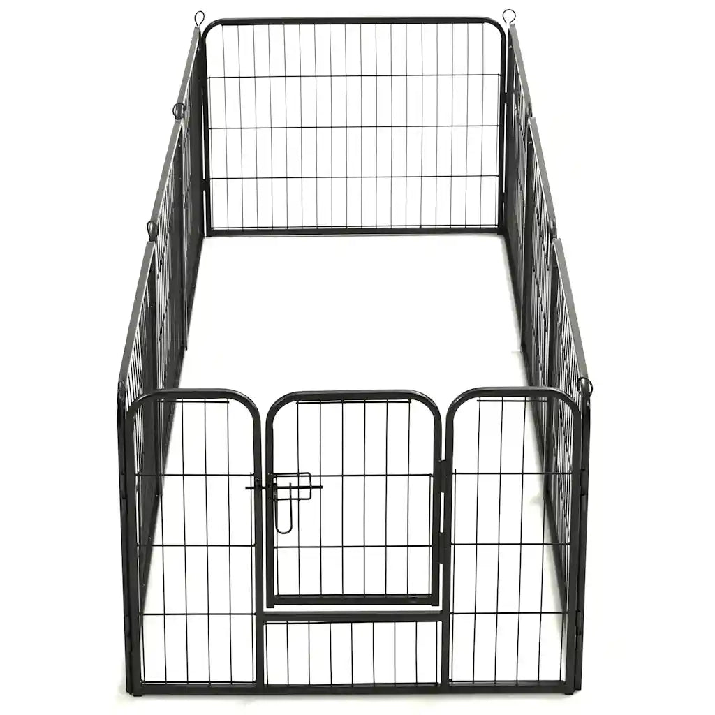 Box per Cani con 8 Pannelli in Acciaio 60x80 cm Nero 170572