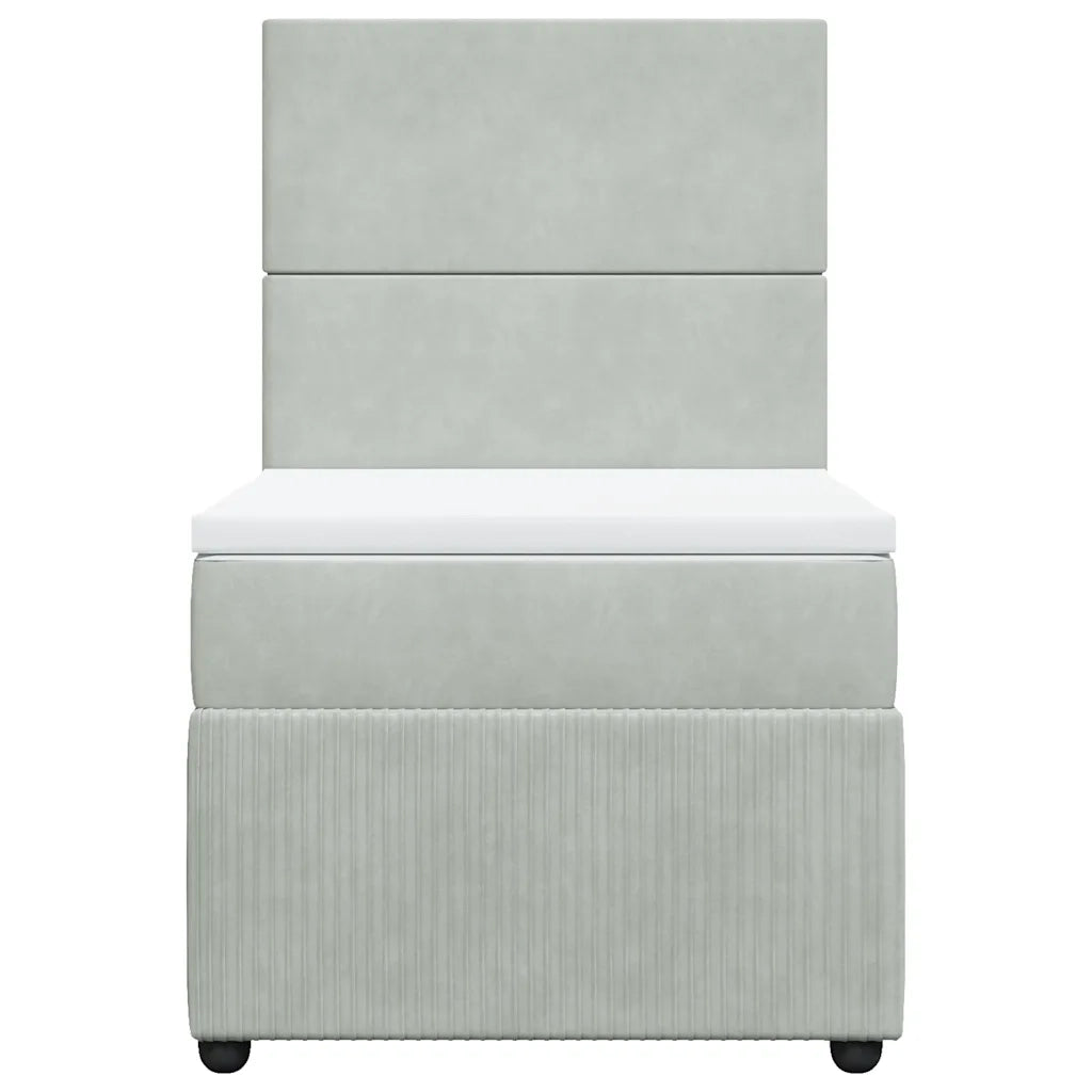 Giroletto a Molle con Materasso Grigio Chiaro 90x190 cm Velluto