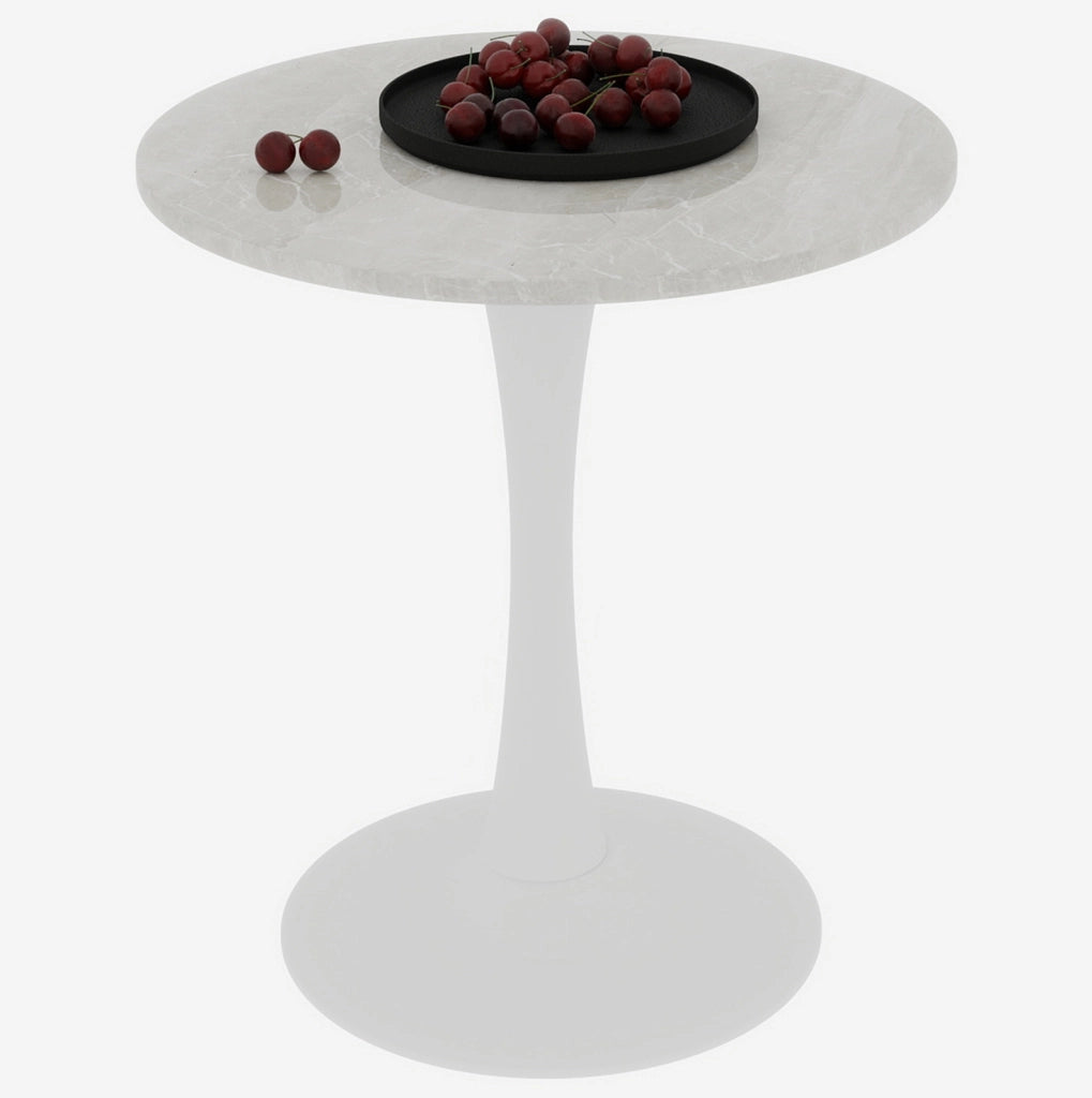 Tavolino rotondo moderno 77;5x77;5 cm in marmo artificiale bianco