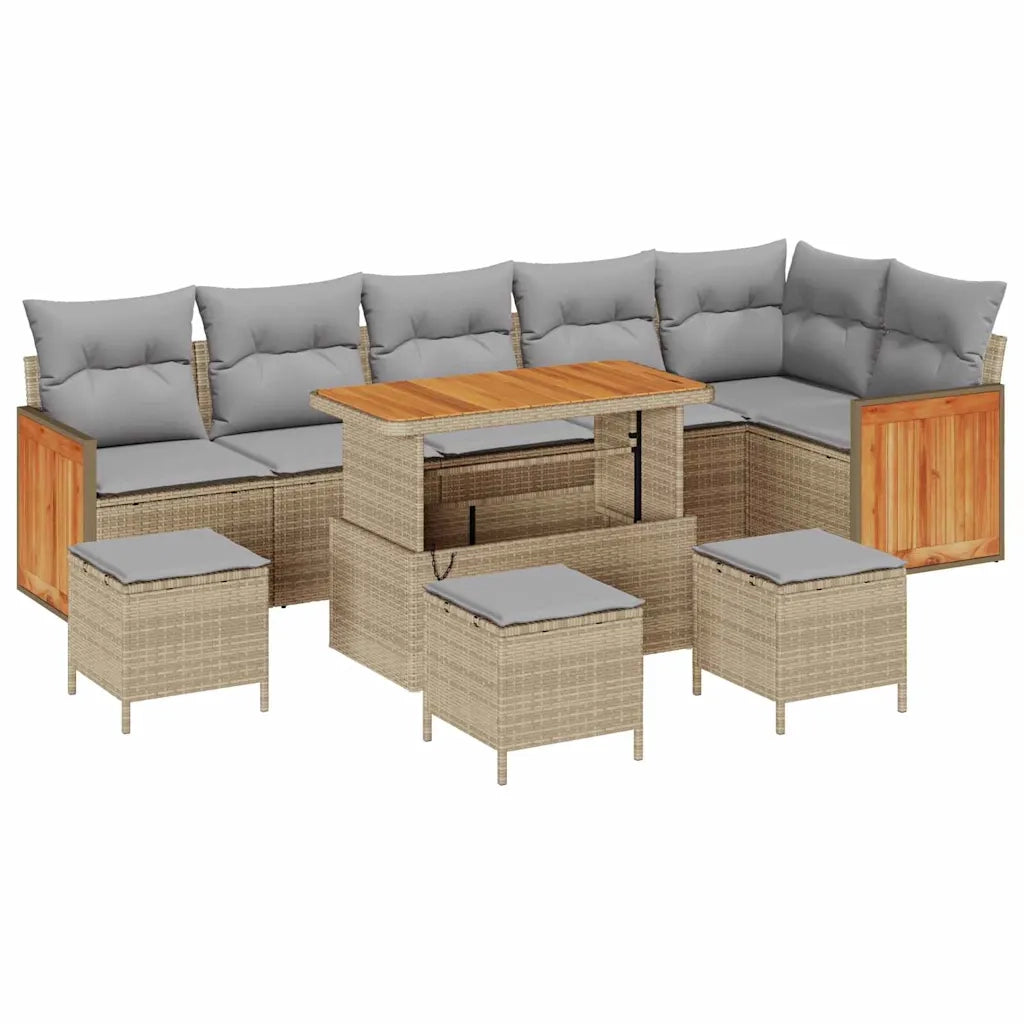 Set Divano da Giardino 12 pcs Beige e Grigio Chiaro polyrattan 3365282