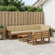 Set di divani da esterno 9 pcs Naturale e Beige Poliestere 3385329