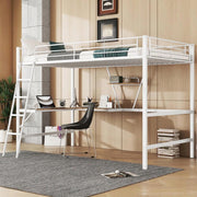 Letto a castello con scrivania L e scaffale - Xylo - 90x200 - Bianco