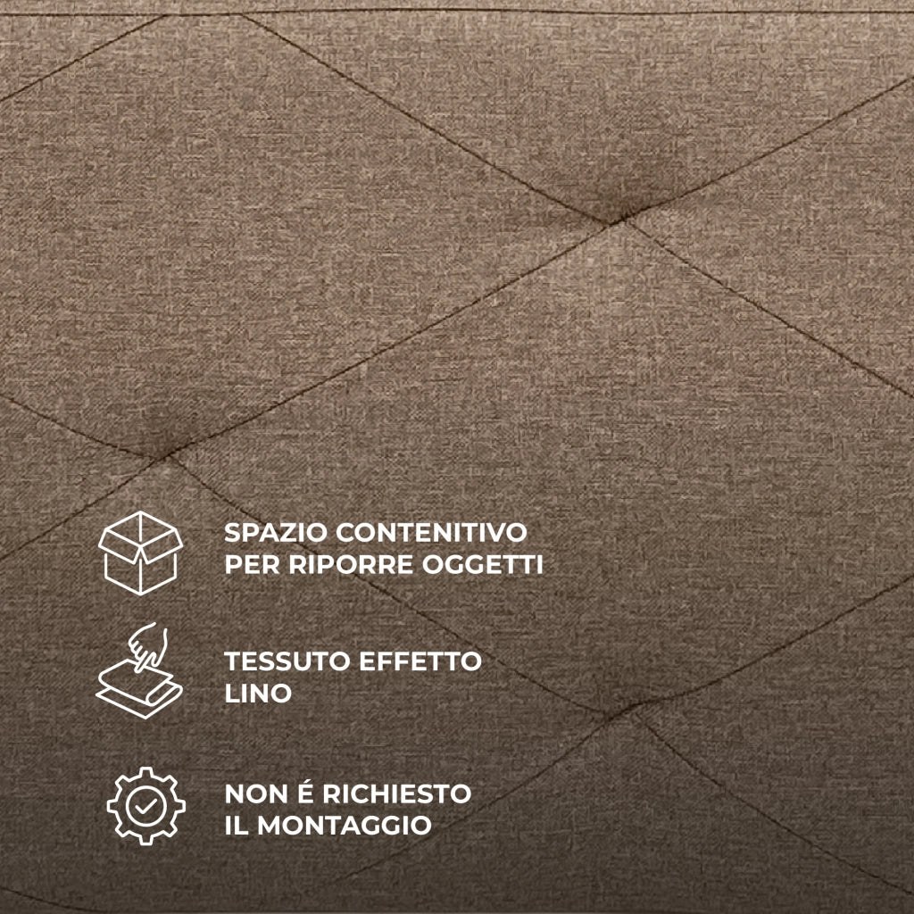 Panca Contenitore XXL 110 cm con Seduta Imbottita e Vano Salvaspazio, Pouf Contenitore Effetto Lino, Portata 150 kg, Cassapanca Pieghevole Dove